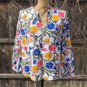 Ann Taylor Factory bright floral blouse colorful